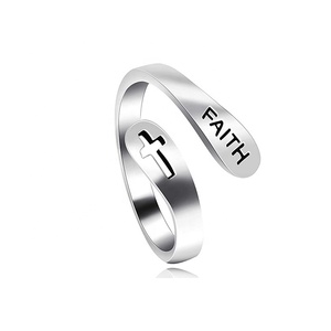 Stati Uniti a Caldo In Acciaio Inox Lucidato Placcato <span class=keywords><strong>Oro</strong></span> <span class=keywords><strong>Fede</strong></span> Religiosa Croce Anello Aperto per le Donne Degli Uomini Dei Monili <span class=keywords><strong>Di</strong></span> Natale Regali - Product Image 3