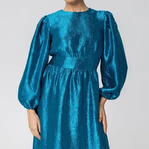 Robes de soirée bleu royal à manches longues personnalisées pour femmes robe décontractée de grande taille pour femmes une pièce