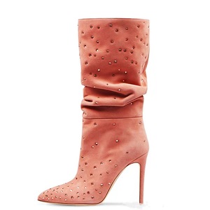 Botines de Moda Occidental para Mujer, de Ante y Cuero, con Plataforma, Tachonados, que Aumentan la Altura, para Invierno - Product Image 2