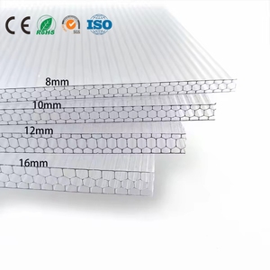 Panneau alvéolaire en <span class=keywords><strong>polycarbonate</strong></span> sur mesure 8/10/12/16 mm, résistant aux intempéries, pour toiture de bâtiment – Vente directe usine - Product Image 1
