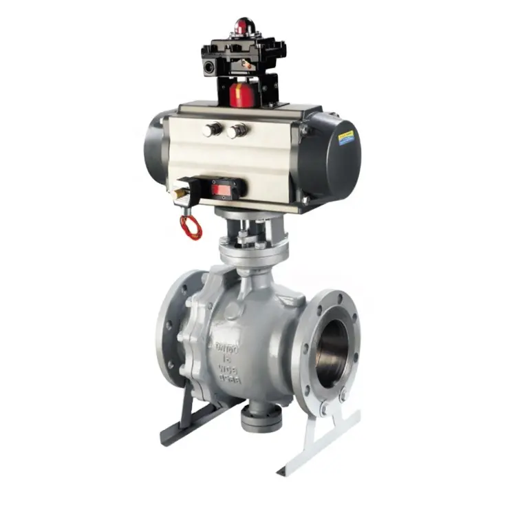 Limit Switch Pneumatik Listrik Cryogenic Stainless Steel Flange Ditempa Tetap Ball Valve