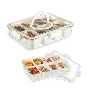 Plastic Stackable Reusable Portable 8 Grid Clear Snack Box Container Snackle Box Divided Serving Tray with Dividers