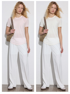 Camiseta de Yoga Transpirable de <span class=keywords><strong>Lyocell</strong></span> para Mujer, Top Ecológico y Sostenible de Manga Corta, Corte Holgado, Primavera 2026, 4 Colores, Ropa Deportiva - Product Image 6