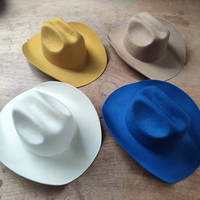 Chapeaux de Cowboy personnalisés, unisexe autrichien, en feutre, blanc bleu, en laine, avec bandeau ajustable, vente en gros, collection