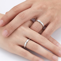 925 Sterling Silber Gravierte Pfotenabdruck Paarringe Set Verstellbare Liebhaber-Ringe Schmuck Geschenk
