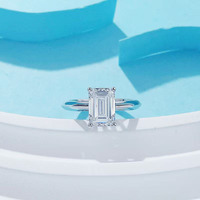 Anello Solitario da Donna in Platino PT950 con Diamante Sintetico Taglio Principessa Quadrato Vintage alla Moda, per Fidanzamento e Matrimonio, di Alta Qualità