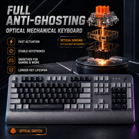 Clavier de jeu mécanique optique filaire F2 BANSHEE, éclairage RVB, anti-ghosting complet, plaque en alliage d'aluminium, repose-poignets en métal