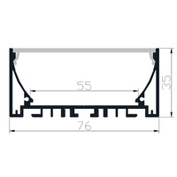 Suspendre la lumière pendentif LED extrusion d'aluminium LED profilé en aluminium LED suspendu canal 76*35mm