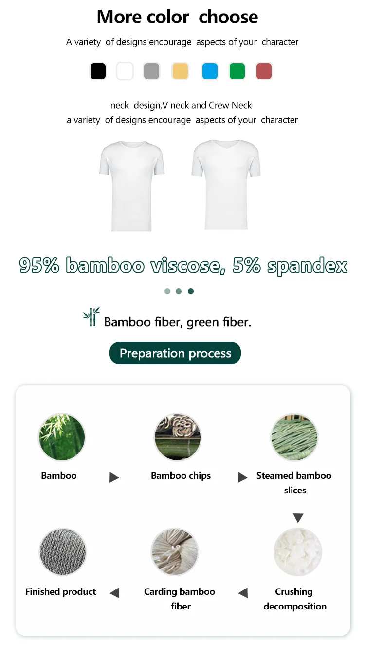 Enerup OEM/ODM Anti-Odor Moisture Wicking Bamboo Viscose Against Underarm Men's Sweat Proof Undershirt T Shirt