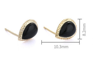 Số lượng lớn bán buôn vàng mạ đồ trang sức mỹ Mã Não Ánh sáng sang trọng Stud 925 Sterling bạc đen <span class=keywords><strong>Onyx</strong></span> Đá Quý Bông tai - Product Image 5