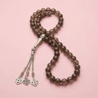Chapelet musulman Zan Beads 33 perles de 10 mm en ambre artificiel transparent, chapelet islamique Tasbih, chapelet islamique