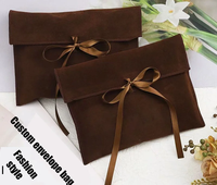Pochette à bijoux en velours imprimée avec logo personnalisé, pochette d'emballage pour bijoux en faux daim avec logo personnalisé pour collier et boucles d'oreilles