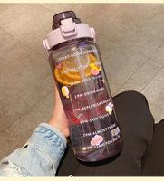 Qualité alimentaire tritan 2 litre gymnase bouteille d'eau bouteille d'eau de motivation
