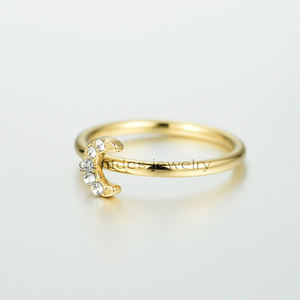 Gentdes gioielli delicati diamanti promessa gioielli da sposa Custom 18K oro anello di fidanzamento con diamante luna - Product Image 5