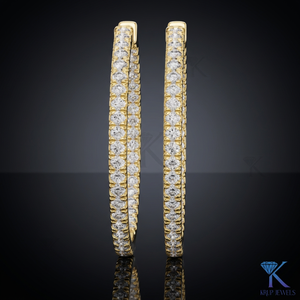 Lab Grown CVD HPHT Diamond Double Row Pave Large <b>Hoop</b> <b>Earrings</b> 14K 18K <b>Solid</b> Gold Fine Women's Wedding & Party Jewelry - Product Image 1