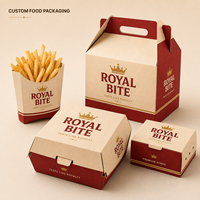 Boîte en papier personnalisée avec logo pour emballage alimentaire (hamburger, poulet frit, frites) – Contenant jetable pour la livraison – Fournisseur pour chaînes de restauration rapide et décontractée