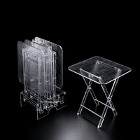 Ensemble de tables à thé pliantes modernes et élégantes de qualité supérieure, 4 pièces, plateau pliant en acrylique transparent avec bordure dorée