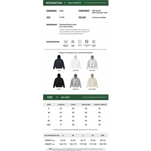 500GSM Heavyweight Oversized Fleece Hoodie Unisex Pullover <b>Sweatshirt</b> for Streetwear Custom Logo - Product Image 4