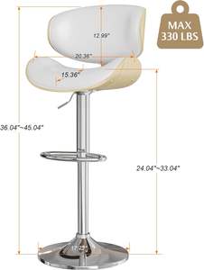 आधुनिक पु चमड़े के स्विचवेल बार मल सेट 2 समायोज्य बेंटवुड काउंटर बार्स्टमल ब्लैक फुटरेस्ट वापस रसोई भोजन के लिए - Product Image 3