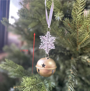 Colgante de Navidad Copo de nieve Campana Colgante Adorno de árbol de Navidad Copo de nieve Colgante Campana dorada Colgante - Product Image 5