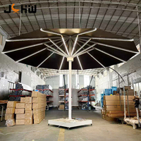 Parasol de terrasse en alliage d'aluminium de 5m, 6m, 7m, 8m, 9m, grand format, avec éclairage LED, pour hôtel, complexe hôtelier, restaurant, jardin extérieur, parasol pare-soleil