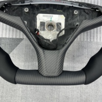 Volant en fibre de carbone mat avec poignée en cuir lisse, chauffage en option, pour Tesla Model X Y 3 S, accessoire intérieur de voiture