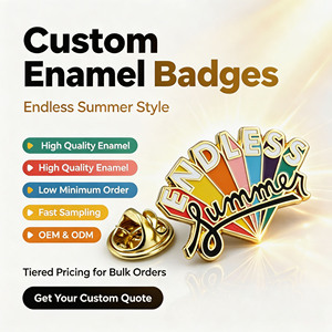 Badges de revers personnalisés en émail, lettres colorées plaquées or, thème estival, certifiés ISO, conception gratuite, faible MOQ, cadeau souvenir, OEM ODM - Product Image 1