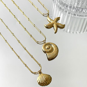 สร้อยคอจี้แฟชั่นฮาวายฤดูร้อน สร้อยคอเปลือกหอยเคลือบทอง 14k 18k PVD  ทำจากสแตนเลสสตีล 316L สำหรับผู้หญิง - Product Image 4