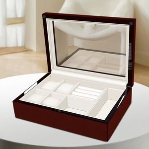 Emballage DS, étiquetage personnalisé de la marque, grande capacité, rectangle moderne et élégant, ensemble de bijoux, présentoir en bois laqué piano - Product Image 5