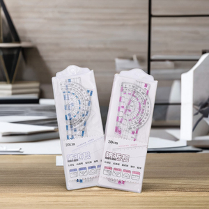 ชุดไม้บรรทัดพลาสติกใสแบบปรับแต่งได้ 4 ชิ้น ขนาด 8.8x24 ซม. ราคาโรงงาน MOQ ต่ำ อุปกรณ์เรขาคณิตคณิตศาสตร์ เครื่องเขียนเว็บโซเชียล - Product Image 2