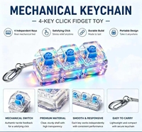Porte-clés mécanique à 3 touches avec lumière LED, transparent RGB, anti-stress, jouet clicker, cadeau promotionnel