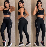 Conjunto de Yoga de 2 Piezas para Mujer, Cintura Alta y Levanta Glúteos, Bra Deportivo de Alta Elasticidad y Leggings, Traje de Compresión para Verano, Ideal para Correr