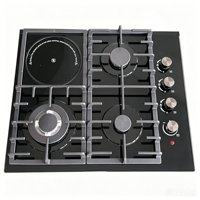 Cuisinière à gaz encastrable 4 brûleurs OEM/ODM d'usine, plaque de cuisson 60 cm en verre trempé GPL/GN pour cuisine domestique