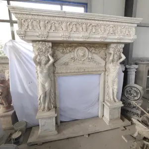 freestanding large sculpture carved white marble chimney fireplace surround from china