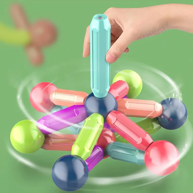 Fabrika toptan DIY yaratıcı manyetik Set çocuk eğitici oyuncaklar plastik yapı renkli manyetik Baseballs