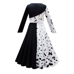 Costume de cosplay d'Halloween pour filles, noir et blanc, jeu de rôle, costume de <span class=keywords><strong>Cruella</strong></span>, ensemble complet de costumes - Product Image 3