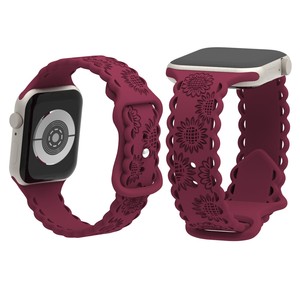 Correa para Reloj para <span class=keywords><strong>iPhone</strong></span> 8, Correa de Silicona con Cierre a Presión y Diseño de Girasol Grabado con Láser - Product Image 3
