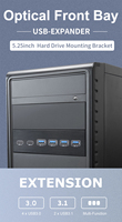 New 5.25" Drive Bay SATA 4-Port USB 3.0 + 2-Port Type-C 5GBps Transfer Rate Computers Durable Aluminum Alloy 1-Year Warranty