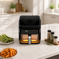 Appareil de cuisine familial 2 en 1 : Friteuse à air et cuisinière à induction avec fenêtre visible et commande tactile, cuisson saine sans huile
