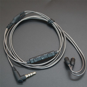 Cable de audio desmontable para Shure SE215 425 535 846 UE900 con micrófono y control, 1,2 m, nailon gris titanio plateado - Product Image 3