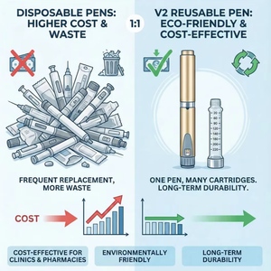 Reusable V2 Injection <b>Pen</b> <b>Refillable</b> Peptide <b>Pen</b> for Daily Personal Use with Gift Box Metal Body Adjustable Dose 3ml Cartridge - Product Image 6