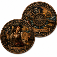 Pièce commémorative en cuivre .999 de 1 oz, pièce de défi Fille Pirate Perle Noire, finition antique, objet de collection, décoration métallique, cadeau