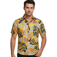 Kemeja Hawaii Kustom OEM Desain Baru Cetak Digital Anti-Kerut Ramah Lingkungan Pakaian Satin Kasual Musim Panas Kancing Pendek