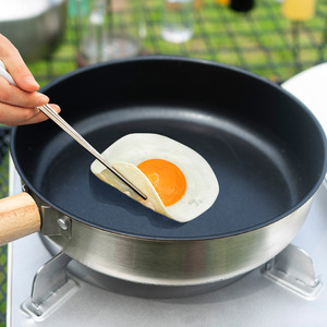 Cls Outdoor <b>Camping</b> Non Stick Frying Pan Stainless Steel Portable For Induction And <b>Gas</b> Stove - Product Image 1