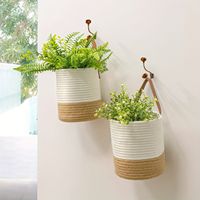 Panier de rangement rond en corde de papier tressée à la main, en fibres naturelles, pour la maison, support décoratif pour plantes, vente en gros, OEM ODM