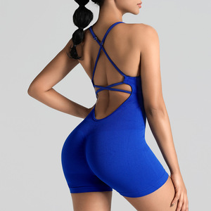Combinaison de yoga à bretelles européennes et américaines, <span class=keywords><strong>short</strong></span> sexy, mince, sans couture, enveloppant les hanches, une pièce, couleur chair - Product Image 5