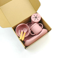 Ensemble de vaisselle pour enfants Yuye 5 pièces, bavoir, assiette, bol, cuillère, fourchette, autres accessoires d'alimentation, sans BPA, en silicone, vaisselle pour bébé