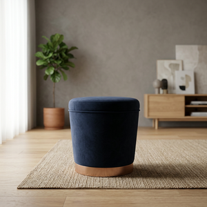 Pouf ottoman moderne en velours écologique, tabouret rond capitonné, siège rembourré pour salon, chambre à coucher, hôtel - Product Image 2