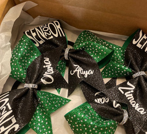 Nœud de cheveux de <span class=keywords><strong>cheerleading</strong></span> pour filles, couleur turquoise, avec paillettes, accessoires de <span class=keywords><strong>cheerleading</strong></span> pour femmes, nœud en ruban - Product Image 3