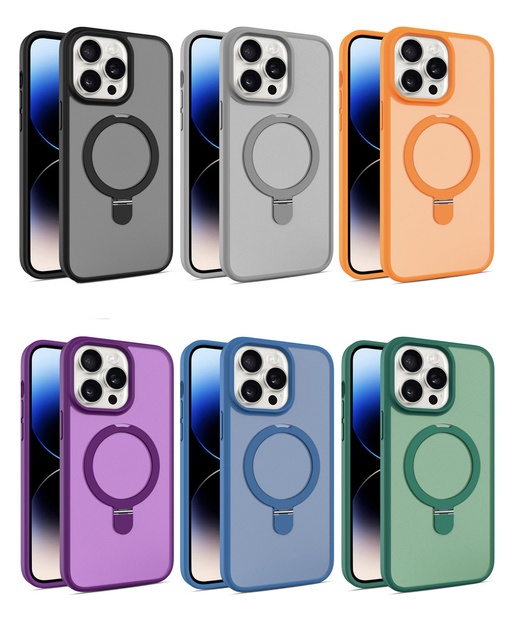 OEM Luxury PC Magnetic Charger Holder Camera Protector Phone Case with Kickstand for iPhone 15 14 13 Pro Max